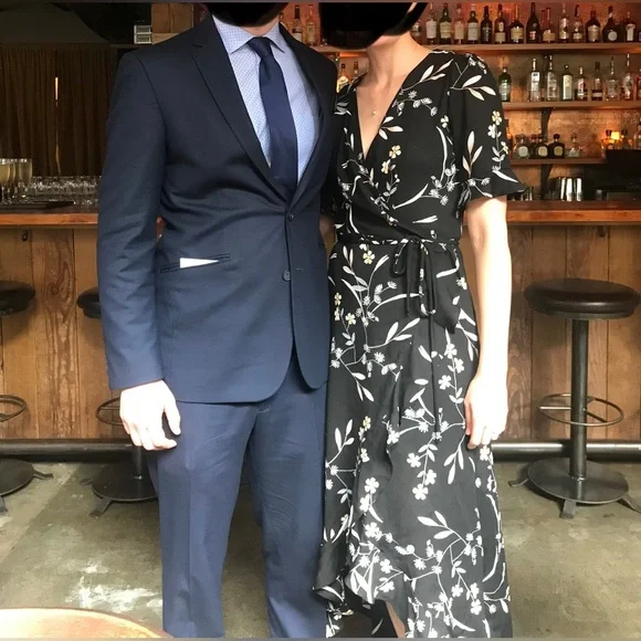 Floral Black Wrap Dress - Picture 6 of 7